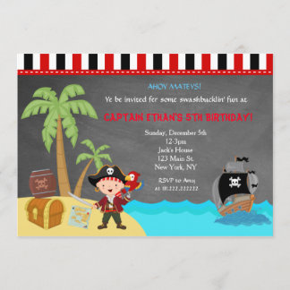 Pirate Chalkboard Geburtstagseinladungen Einladung