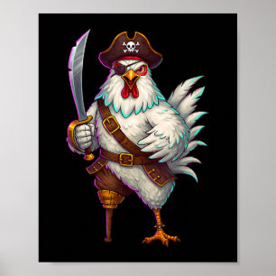 Pirate Chicken Funny Halloween Kostüm für Men Wom Poster