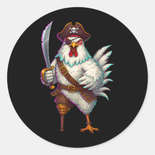 Pirate Chicken Funny Halloween Kostüm für Men Wom Runder Aufkleber