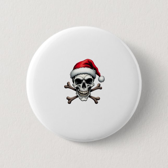 Pirate Christmas Skull & Crossbones Santa Hat. Got Button (Vorderseite)