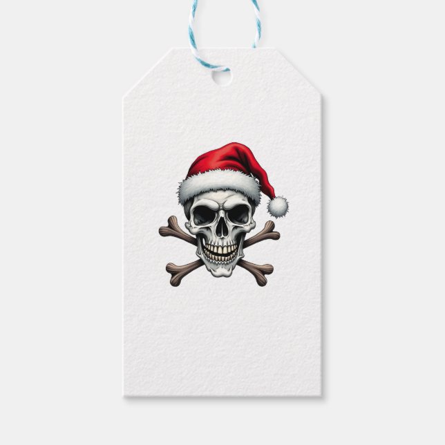 Pirate Christmas Skull & Crossbones Santa Hat. Got Geschenkanhänger (Vorderseite)