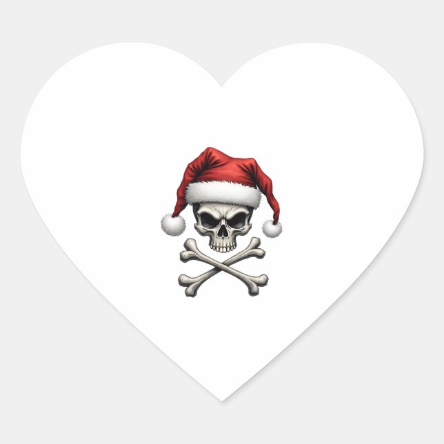 Pirate Christmas Skull & Crossbones Santa Hat. Got Herz-Aufkleber (Vorderseite)