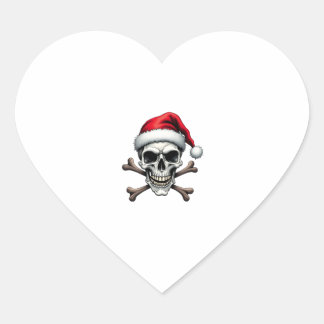 Pirate Christmas Skull & Crossbones Santa Hat. Got Herz-Aufkleber