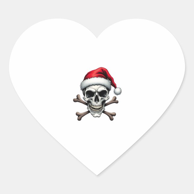 Pirate Christmas Skull & Crossbones Santa Hat. Got Herz-Aufkleber (Vorderseite)