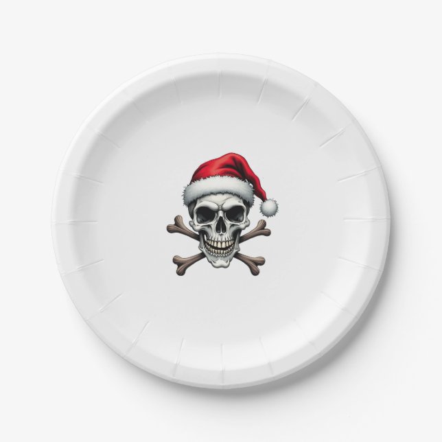 Pirate Christmas Skull & Crossbones Santa Hat. Got Pappteller (Vorderseite)