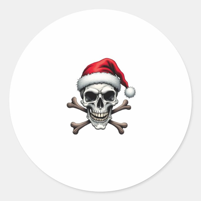 Pirate Christmas Skull & Crossbones Santa Hat. Got Runder Aufkleber (Vorderseite)