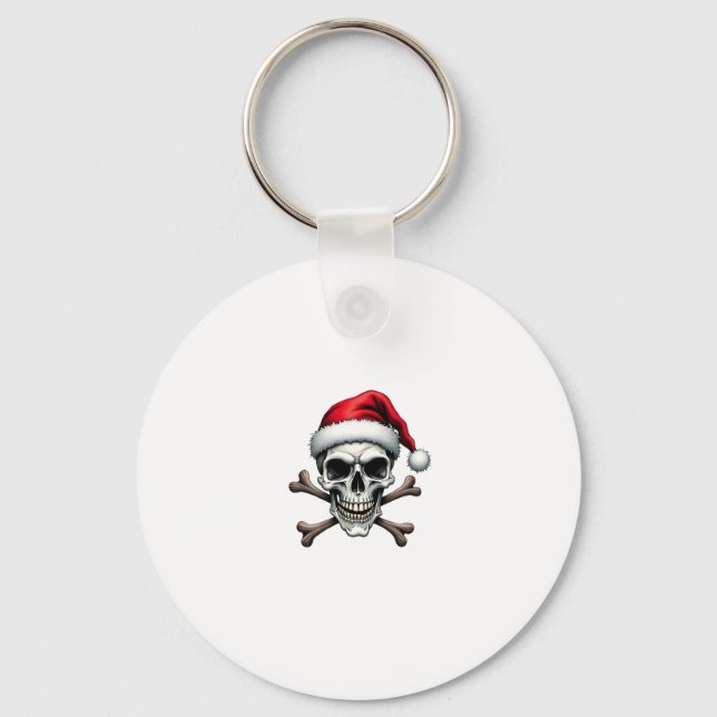 Pirate Christmas Skull & Crossbones Santa Hat. Got Schlüsselanhänger (Vorderseite)