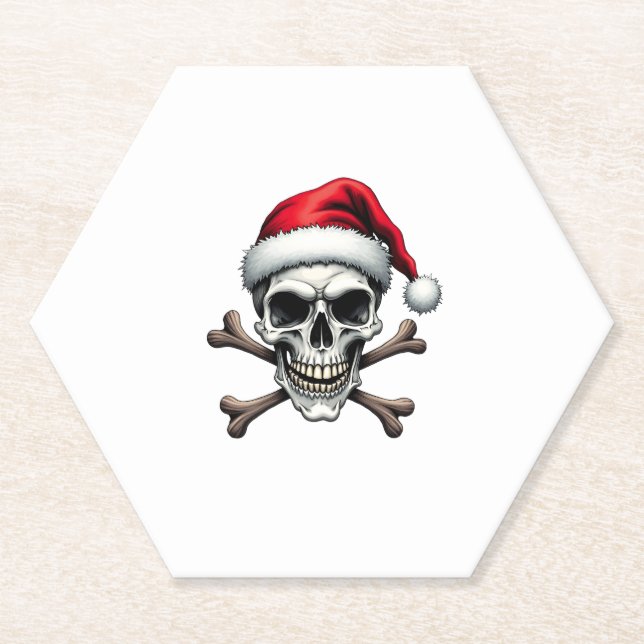 Pirate Christmas Skull & Crossbones Santa Hat. Got Untersetzer (Vorderseite)