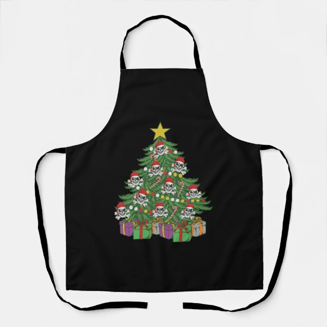 Pirate Christmas Tree Skull Crossbones Schürze (Vorderseite)