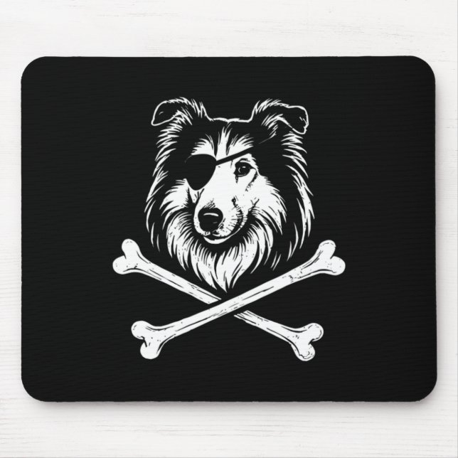 Pirate Collie Kreuzknochen Süßer Hund Mousepad (Vorne)