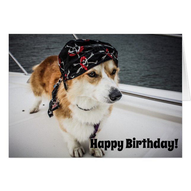 Pirate Corgi Birthday Card (Vorderseite (Horizontal))