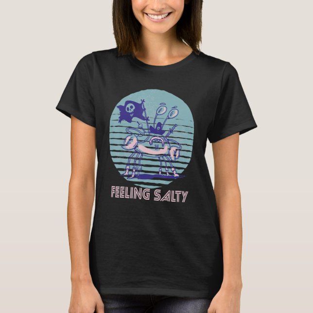 Pirate Crab Feeling Salty Crawfish Retro Ocean  Lo T-Shirt (Vorderseite)