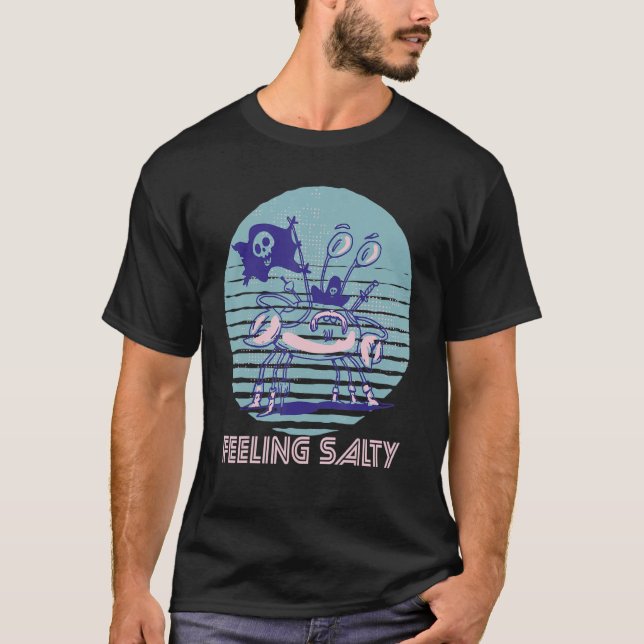 Pirate Crab Feeling Salty Crawfish Retro Ocean  Lo T-Shirt (Vorderseite)
