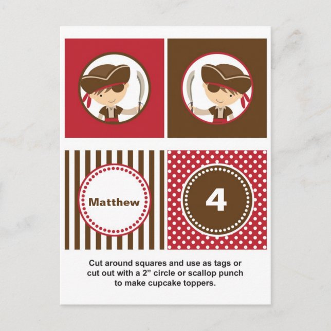 Pirate Cupcake Toppers Postkarte (Vorderseite)