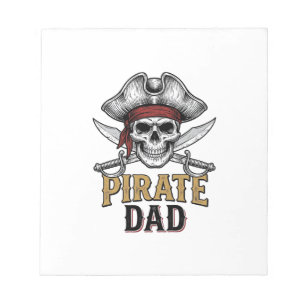 Pirate Dad Skull Schwert Vintage Gravur Shirt_1 Notizblock