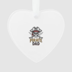 Pirate Dad Skull Schwert Vintage Gravur Shirt_1 Ornament