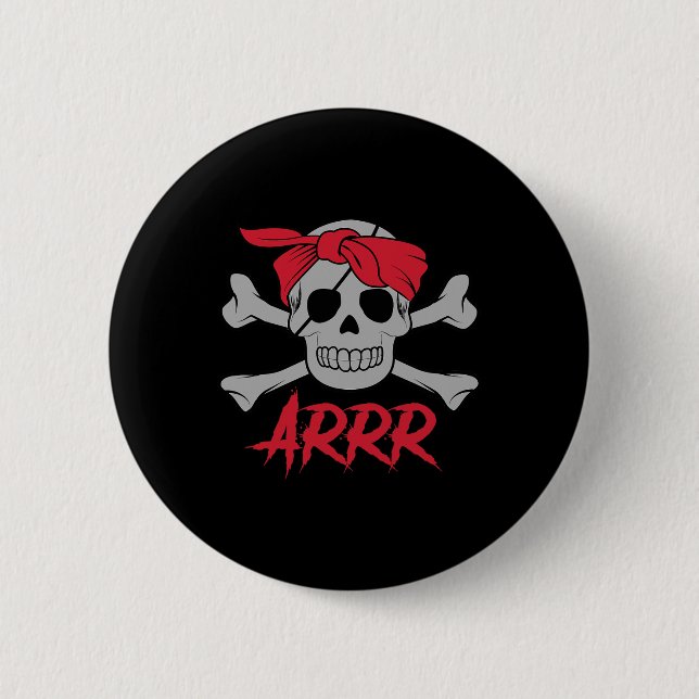 Pirate Dead Skull mit Augapatsch Halloween Button (Vorderseite)