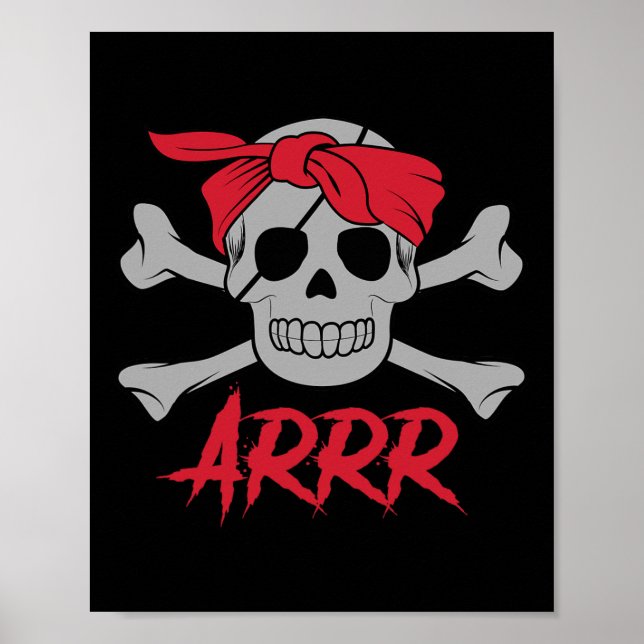 Pirate Dead Skull mit Augapatsch Halloween Poster (Vorne)