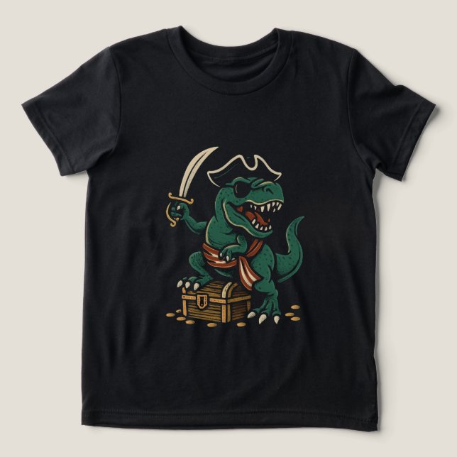 Pirate Dinosaur Adventure Tri-Blend Shirt (Design Vorderseite)