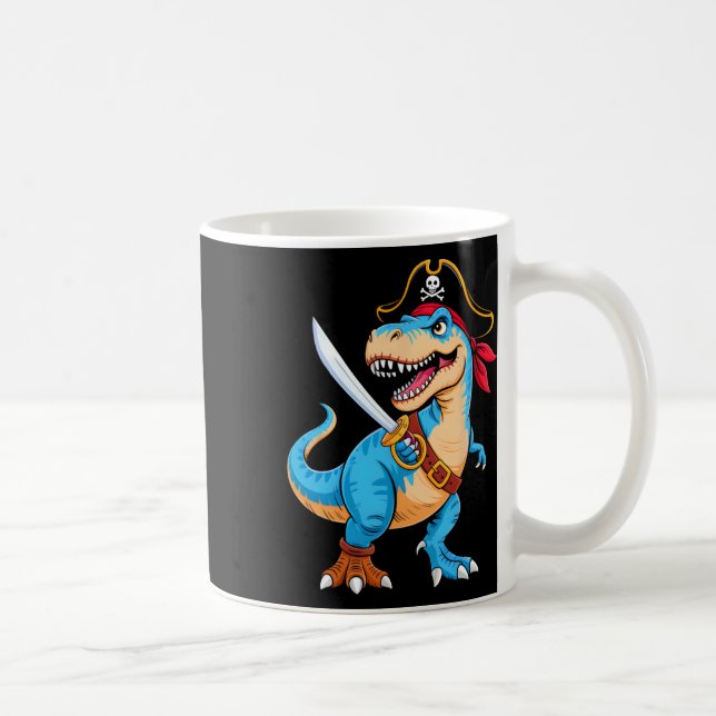 Pirate Dinosaur T Rex Boys Kids Funny Halloween Co Kaffeetasse (Rechts)