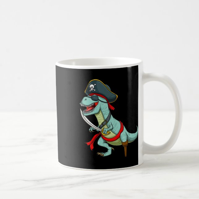Pirate Dinosaur T Rex Fun Tyrannosaurus Halloween Kaffeetasse (Rechts)