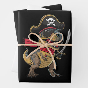 Pirate Dinosaur T-Rex Funny Halloween Kostüm Geschenkpapier Set