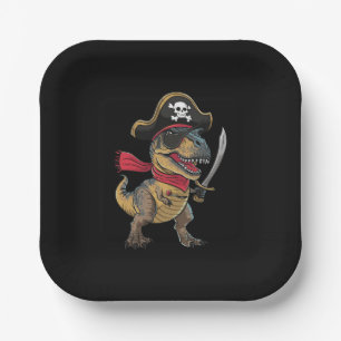 Pirate Dinosaur T-Rex Funny Halloween Kostüm Pappteller