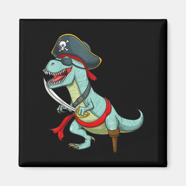 Pirate Dinosaur T Rex Funny Tyrannosaurus Hallowee Magnet (Vorne)