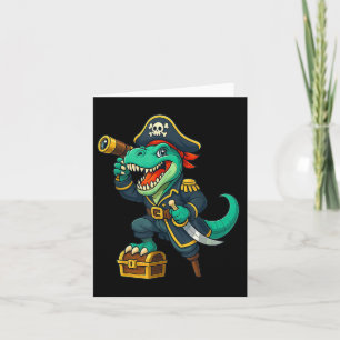Pirate Dinosaur T Rex Red Bandana Funny Halloween Karte