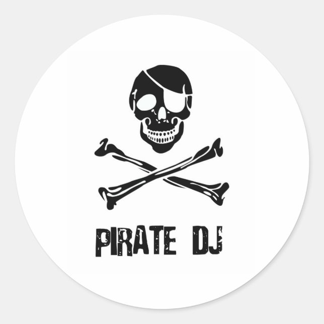 Pirate DJ Runder Aufkleber (Vorderseite)