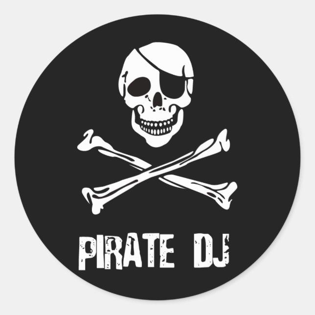 Pirate DJ Runder Aufkleber (Vorderseite)