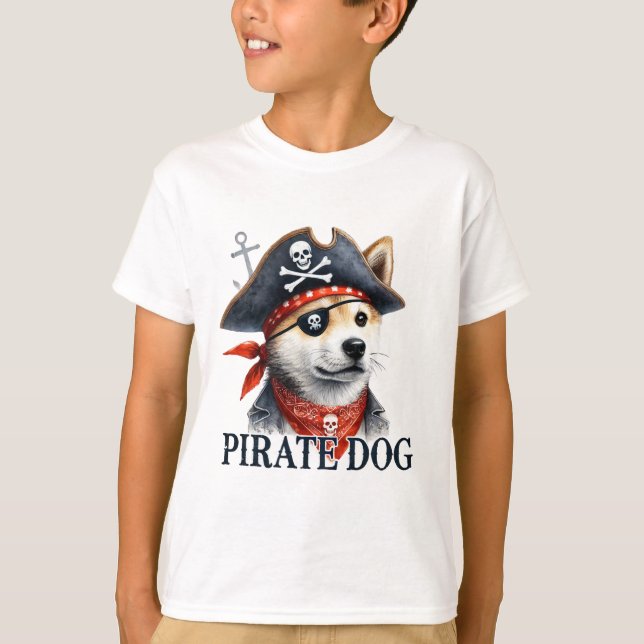 Pirate Dog - Digital Watercolor T - Shirt (Vorderseite)