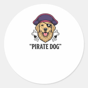Pirate Dog Vintage Gravur Shirt Design_1 Runder Aufkleber