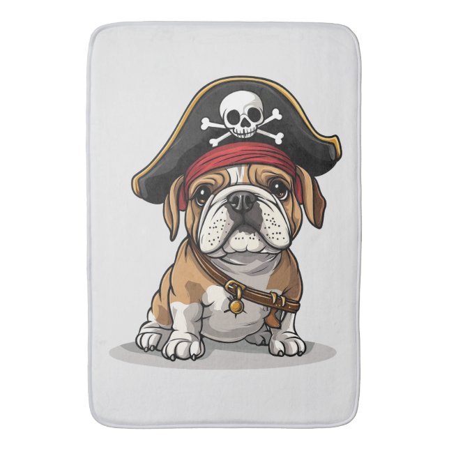 Pirate English Bulldog Skull Crossbones Badematte (Vorderseite Vertikal)
