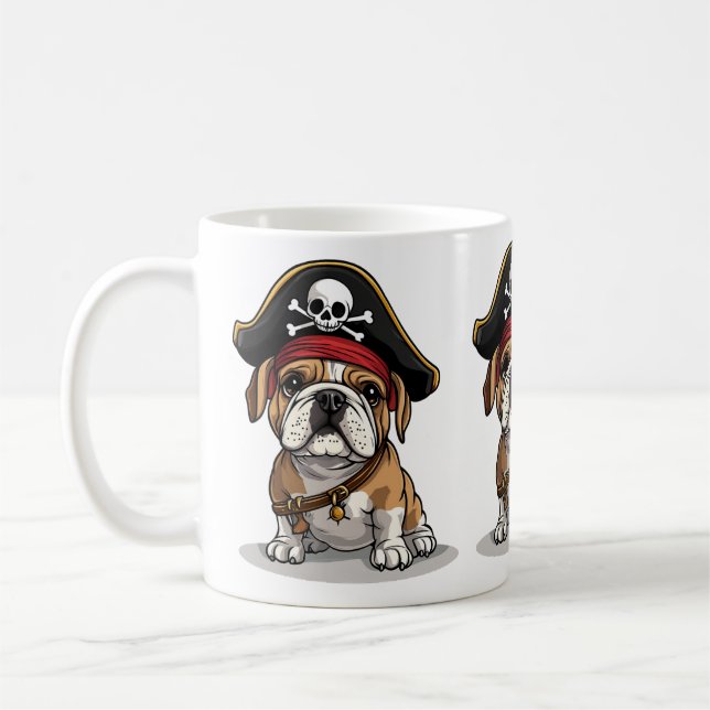 Pirate English Bulldog Skull Crossbones Kaffeetasse (Links)