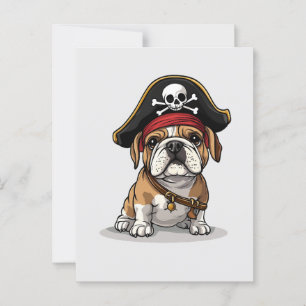 Pirate English Bulldog Skull Crossbones Postkarte