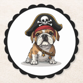 Pirate English Bulldog Skull Crossbones Untersetzer