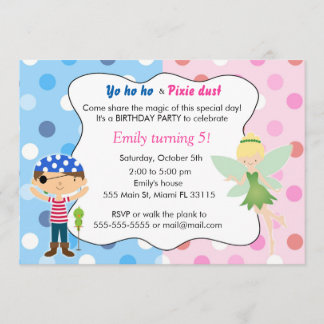 Pirate Fairy Birthday Einladung Pink Blue Pixie