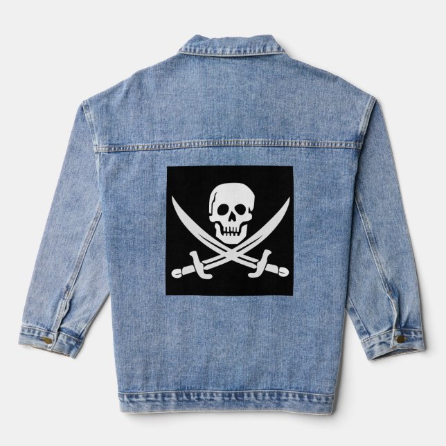 PIRATE FLAG CROSSBONES DENIM JACKET JEANSJACKE (Rückseite)