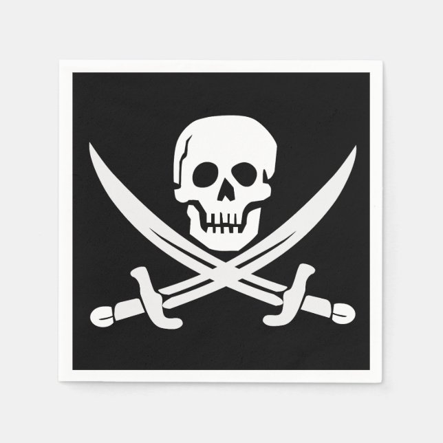 PIRATE FLAG SKULL CROSSBONES PAPIER NAPKINS SERVIETTE (Vorderseite)
