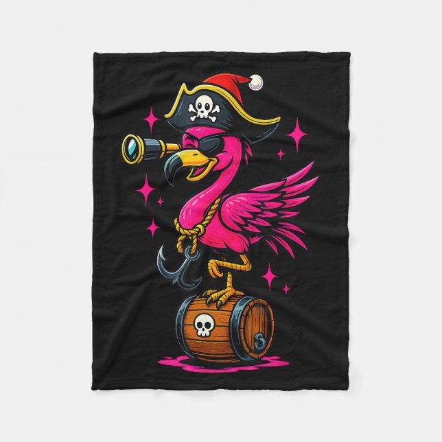Pirate Flamingo Adventure Map Piratenflagge Hallow Fleecedecke (Vorderseite)