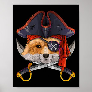 Pirate Fox Piratenflagge Halloween Kostümkreuz Poster