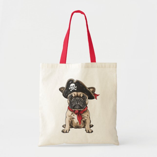 Pirate French Bulldog Skull Crossbones Tragetasche (Vorne)