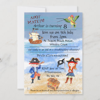 Pirate Geburtstag thematische Party Schatzsuche Einladung