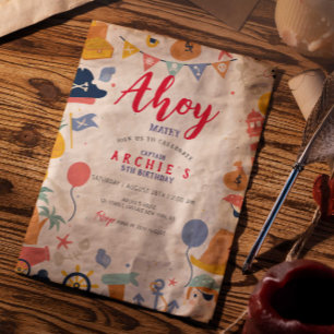 Pirate Geburtstagsparty Ahoy Matey Boy Einladung