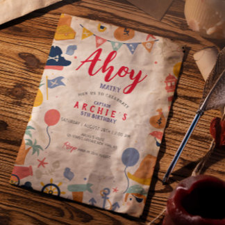Pirate Geburtstagsparty Ahoy Matey Boy Einladung