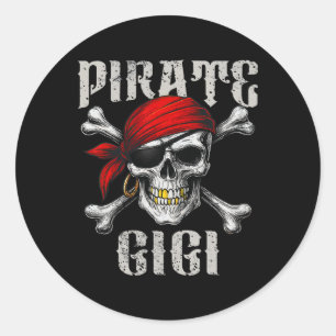 Pirate Gigi Piratenflagge Flag und Skull Crossbone Runder Aufkleber