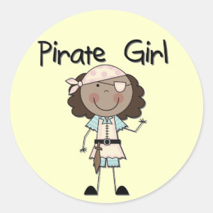 Pirate Girl American Tshirts und Geschenke Runder Aufkleber