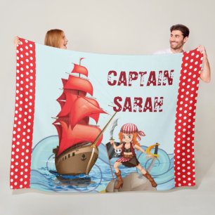 Pirate Girl Boat niedliche Punkte Fleecedecke