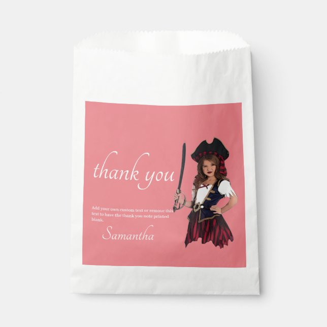 Pirate Girl Danke Pink Gefallen Tasche Geschenktütchen (Vorderseite)